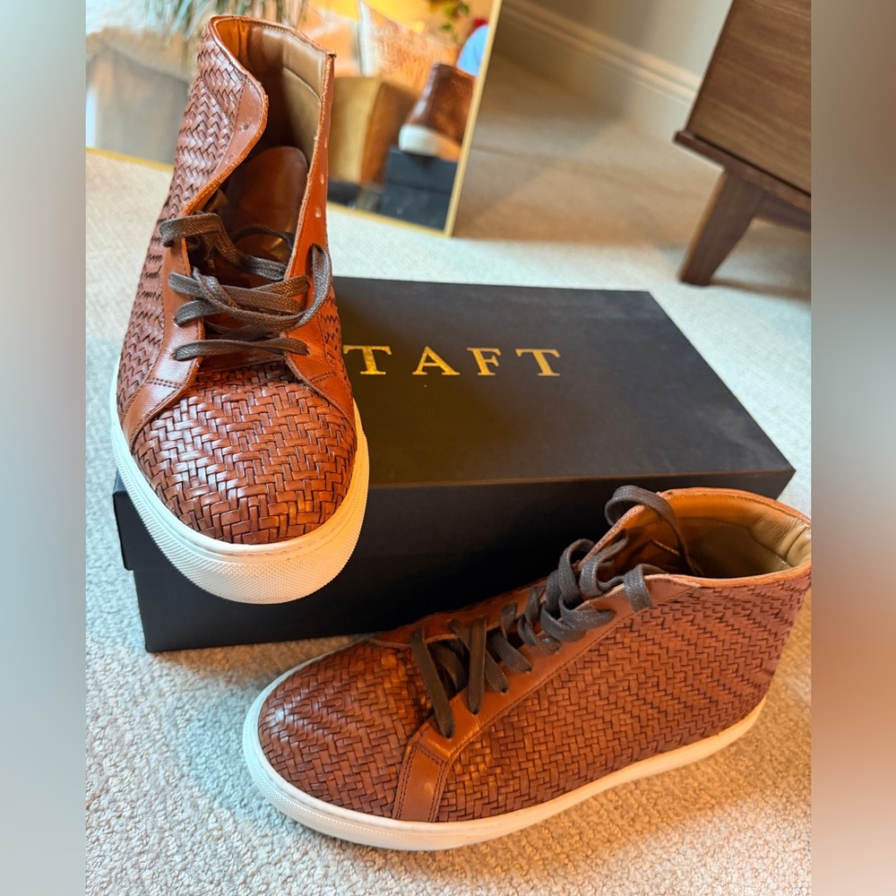 Taft Men's Tan Woven High-Top Sneakers